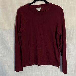 J. Crew Women's Deep Red Long Sleeve Cotton Teddie Sweater